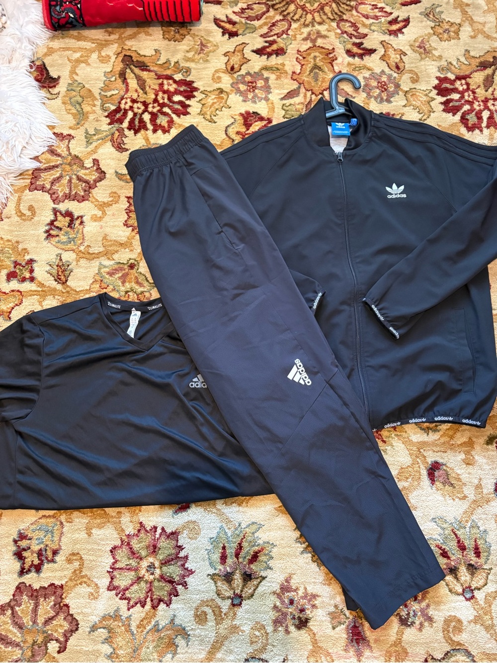 New no tag adidas Black Three-Piece Track Set — Jacket, Tee & Pants size L